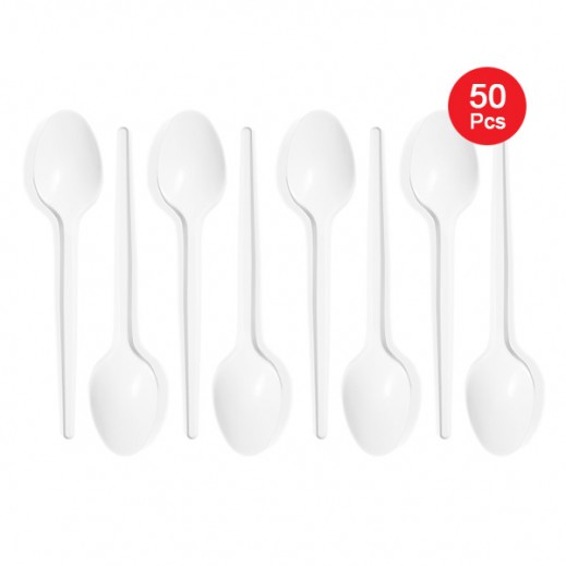 Falcon Crown Plastic Table Spoon 50 pieces - delivered by Taw9eel Fast
