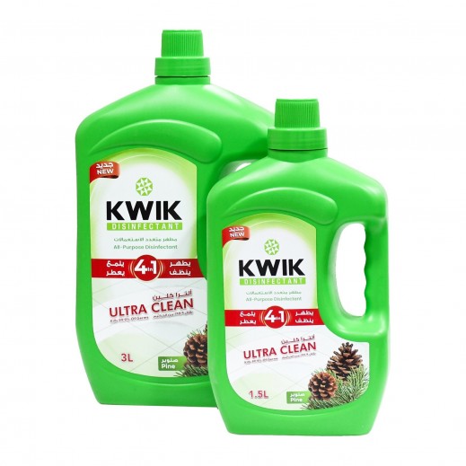 Kwik Ultra Clean Assorted-Scent All-Purpose Disinfectant 3 L + 1.5 L Free - delivered by Taw9eel Fast