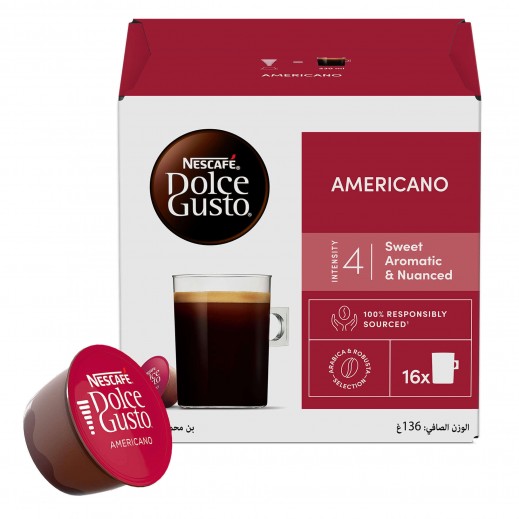 Nescafe Dolce Gusto Sweet Aromatic Americano Coffee 136 g 16 Capsules - delivered by Taw9eel Fast