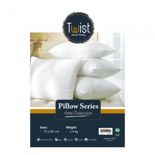Twist Hotel Pillow White - 75 × 50 cm - delivered by Taw9eel Within 48 hours 