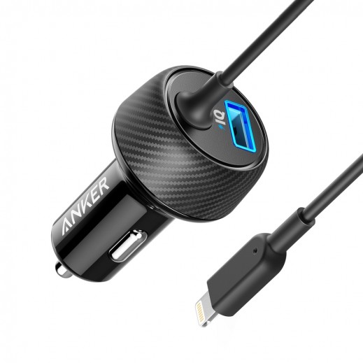 Anker Car Charger with Lightning Connector - Black