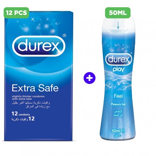 Durex Extra Safe Condom 12 Pieces + Intimate Lube 50 ml