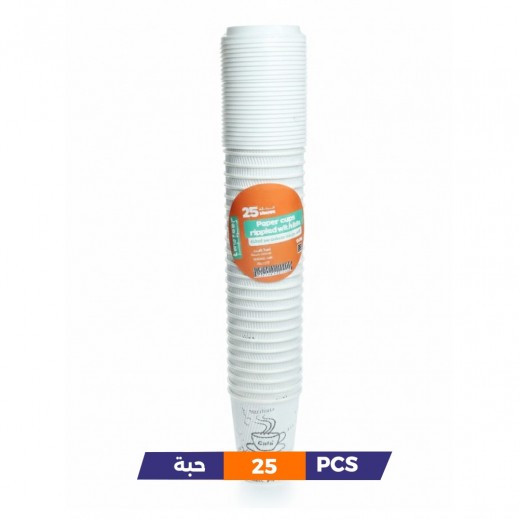 Tawfeer Paper Cups 12 Oz Rippled 3×25 Cups +Lids