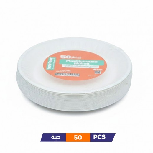 Tawfeer Plastic Round Plate 18 Cm - 50 Pcs - delivered by Taw9eel Fast