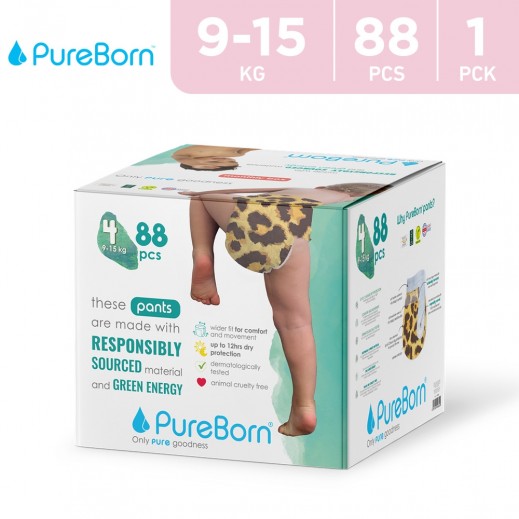Pureborn Culotte Diapers Size 4 ( 9-15 kg ) 88 Pieces