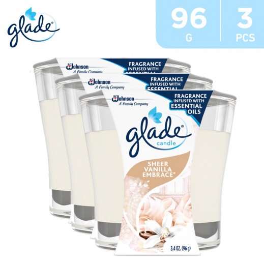 Glade Candle Pure Vanilla Joy 96.3 g (2 + 1 Free) - delivered by Taw9eel Fast
