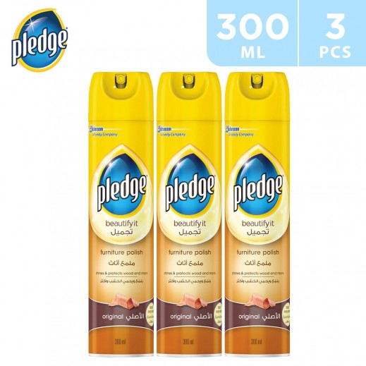 Pledge Original Furniture Polish Spray 3 x 300 ml - delivered by Taw9eel Fast