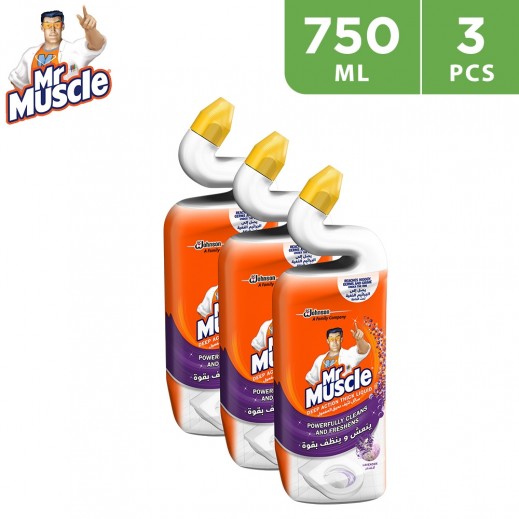 MR Muscle Lavender Deep Action Thick Liquid Toilet Cleaner 750 ml (2 + 1 Free) - delivered by Taw9eel Fast