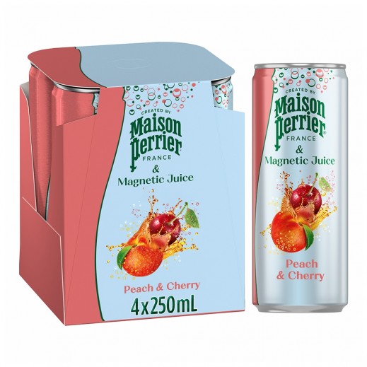 Perrier Peach & Cherry Juice 4 x 250 ml - delivered by Taw9eel Fast