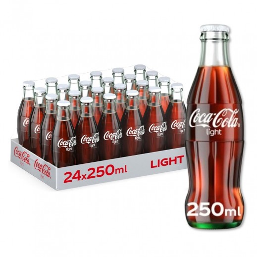 Coca Cola Light Soft Drink in Glass Bottle 24 x 250 ml - delivered by Taw9eel Fast