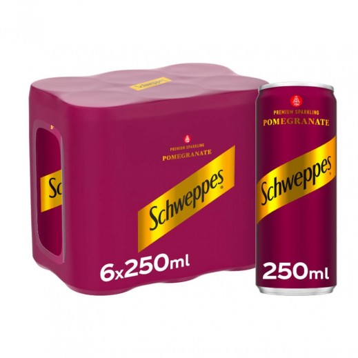 Schweppes Pomegranate Premium Sparkling Drink Can 6 x 250 ml