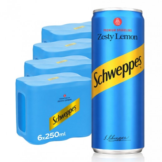 Schweppes Zesty Lemon Soft Drink Can 24 × 250ml