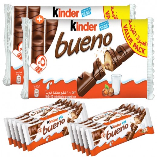 Kinder Bueno Milk Chocolate Bar 20 Bars - 2 × 215 g