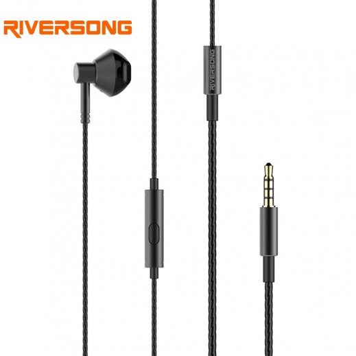 Riversong Mono Wired Headphone with Microphone - Black