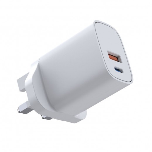 G-Tab 20W Fast Charging Adapter with USB-A to USB-C Cables -White