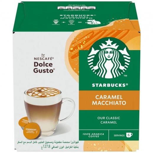 Starbucks Caramel Macchiato Coffee By Nescafe Dolce Gusto 12 Pods - delivered by Taw9eel Fast