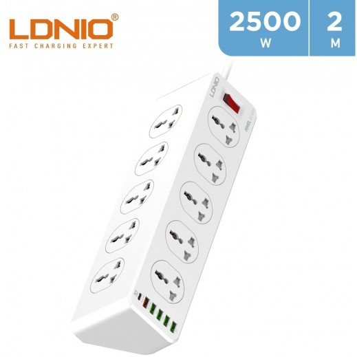 Ldnio 10 Outlet Power Strip with 6 USB Output (1 PD, 1 QC 3.0) - delivered by Taw9eel Fast