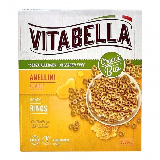 Vitabella Organic Gluten Free Low Fat Breakfast Honey Rings 250 g