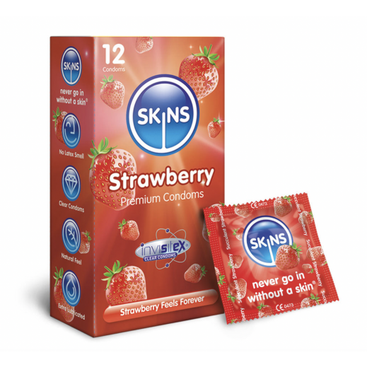 Skins Premium Condoms Strawberry 12 Pieces - delivered by Pharmazone Pharmacy - within 2 Hours