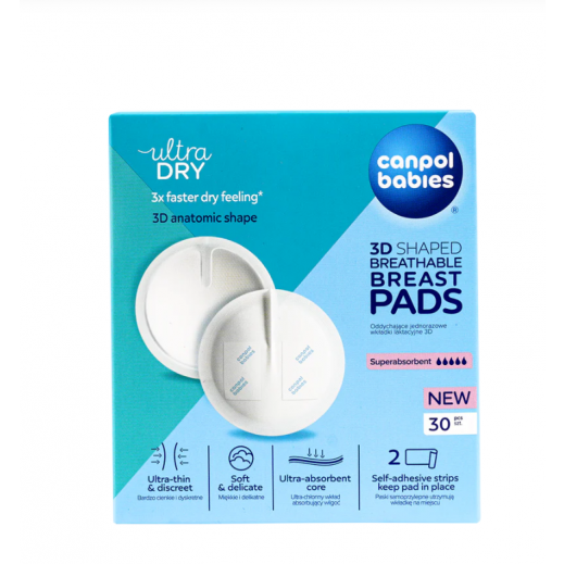 Canpol Babies Ultra Dry 3d Shaped Breast Pads 30 Pieces - delivered by Pharmazone Pharmacy - within 2 Hours