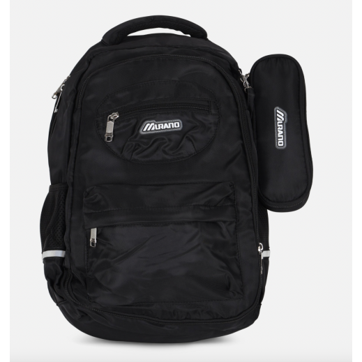 Backpack School Bag with Pencil Case By Murano 18 Inch - Black - delivered by Taw9eel in 24 hours 