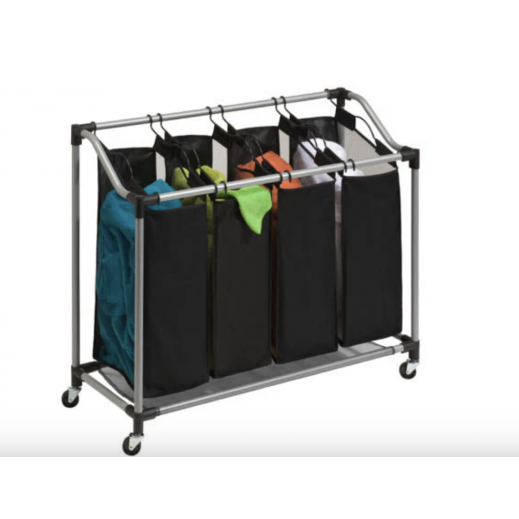 Honey-Can-Do Rolling Deluxe 4 Compartment Sorter Black Silver  - delivered by Taw9eel within 1 working day 