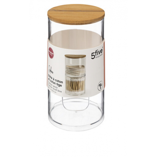 5Five Simply Smart Selena Bamboo Cotton Swabs and Cotton Pad Dispenser  - delivered by Taw9eel within 1 working day 