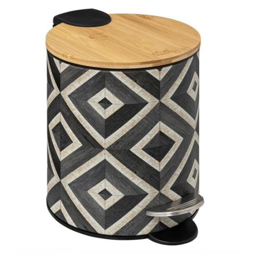 5Five Simply Smart Canvas Soft Close Pedal Bin Black Beige 3L - delivered by Taw9eel within 1 working day 