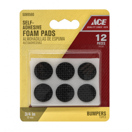 ACE Foam Self Adhesive Bumper Pad Black Round 3/4 Inch - Pack of 12 Pieces - delivered by Taw9eel within 1 working day 