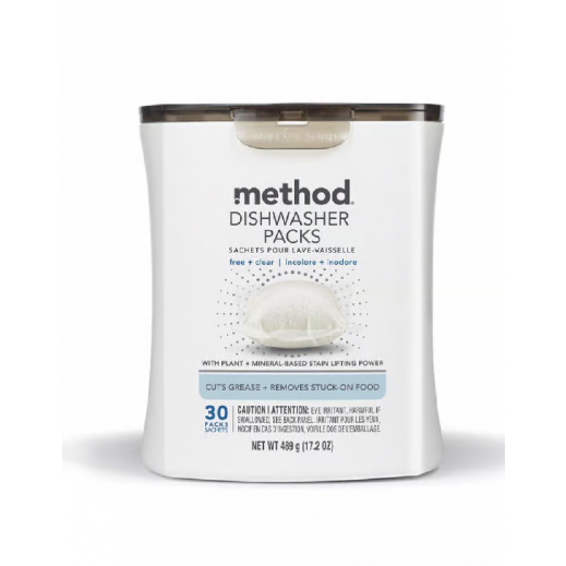 Method Free & Clear Scent Pods Dishwasher Detergent 17.2 oz Pack of 30 - delivered by Taw9eel within 1 working day 