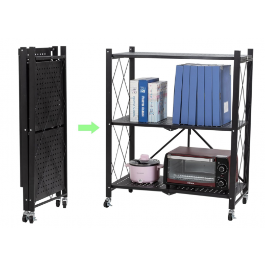 Portable 3 Shelves Stand with Wheels - delivered by Taw9eel Within 24 Working Hours 