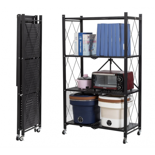 Portable 4 Shelves Stand with Wheels - delivered by Taw9eel Within 24 Working Hours 