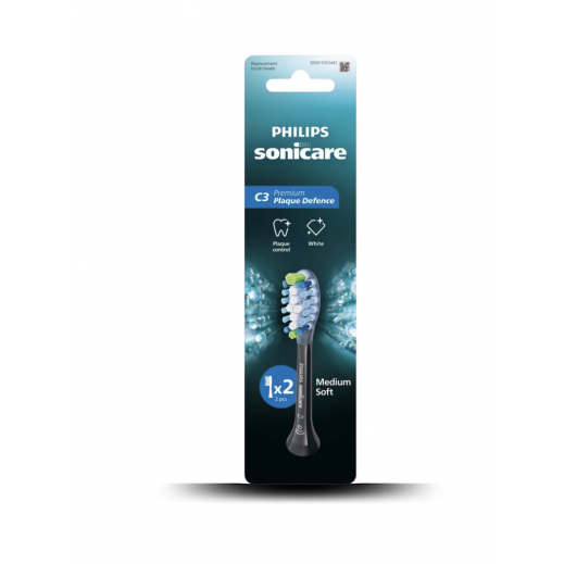 Philips Sonicare C3 Premium Plaque Defense Replacement Brush Head Black - Pack of 2