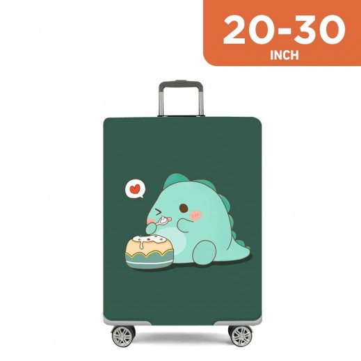 Travel Luggage Cover Spandex Protector for 20 up to 30 Inch Luggage - Green Dino - delivered by Taw9eel Fast