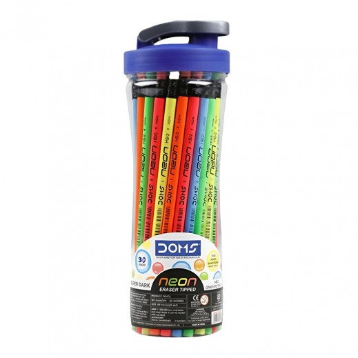 Doms Neon HB2 Plastic Pencils 30 Pieces