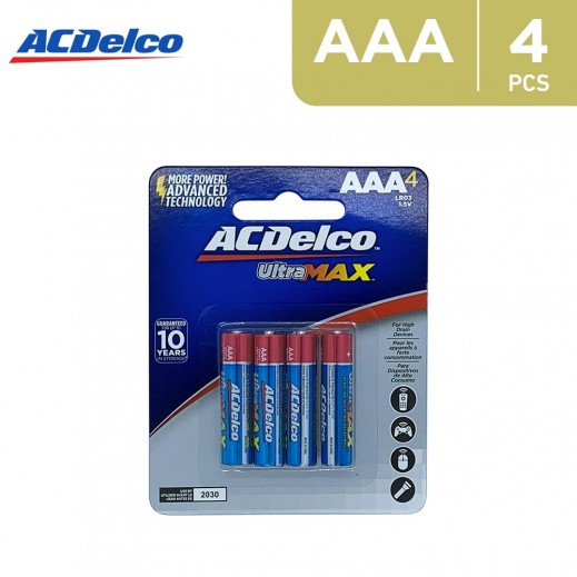 AC Delco ULTRA-MAX Alkaline AAA Batteries  - 4 Pieces  - delivered by Taw9eel Fast