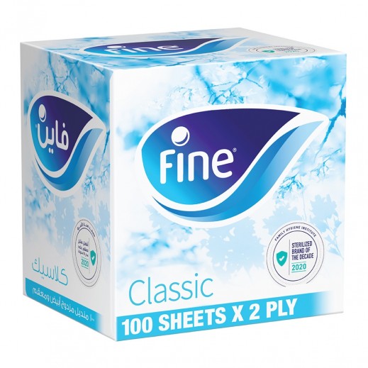 Fine Classic 2 Ply Facial Tissues 100 Sheets 1 Cubic Box - delivered by Taw9eel Fast