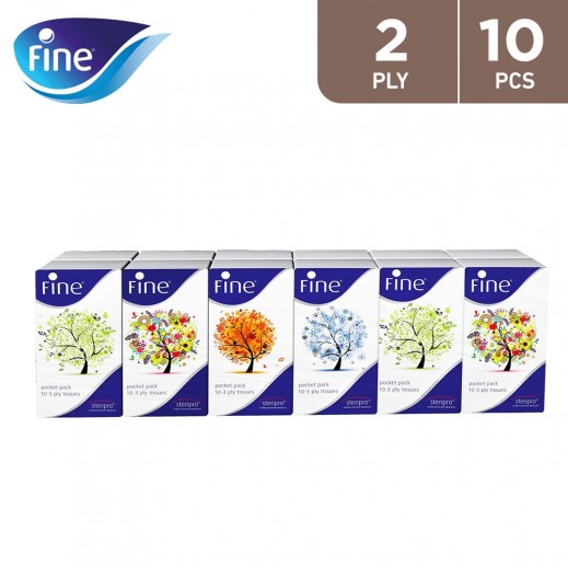 Fine Four Seasons Pocket Tissue 2 ply x 10 Pieces - delivered by Taw9eel Fast