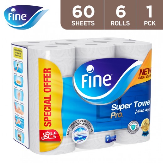 Fine - Towel House Hold Super Pro 60 Sheets 3 Piles 6 Rolls
