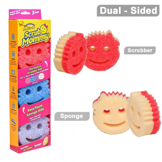 Scrub Mommy Dual Sided Sponge 3 Pieces - delivered by Taw9eel Fast