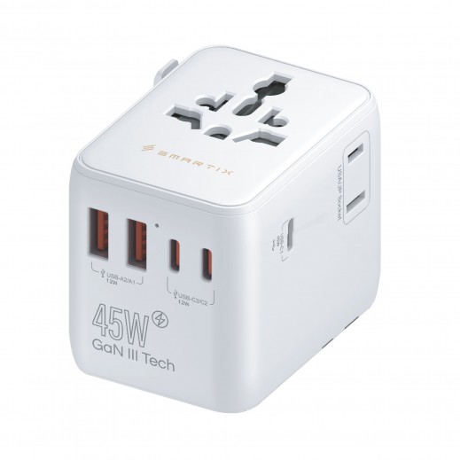 Smartix Premium 7-in-1 GaN International 45W Travel Adapter