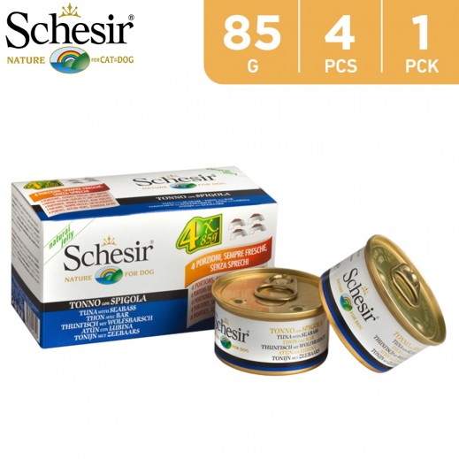 Schesir Multipack Tuna With Seabass Wet Dog Food 4 x 85 g