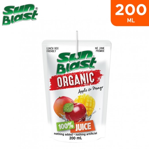 Sun Blast - Organic No Added Sugar 100% Apple & Mango Juice 200 ml - delivered by Taw9eel Fast