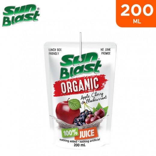 Sun Blast Organic Apple Cherry & Blackcurrant Juice 200 ml - delivered by Taw9eel Fast