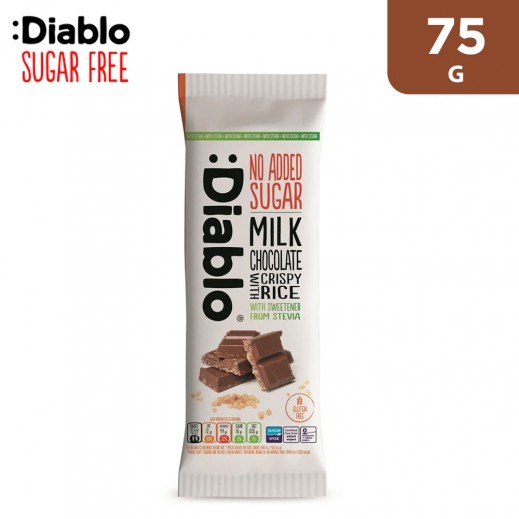 Diablo Crispy Rice Stevia Milk Chocolate 75 g - delivered by Taw9eel Fast