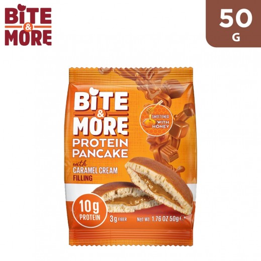 Bite & More Caramel Cream Filling Sweetened with Honey Protein Pancake 50 g - delivered by Taw9eel Fast