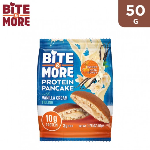 Bite & More Vanilla Cream Filling Sweetened with Honey Protein Pancake 50 g - delivered by Taw9eel Fast