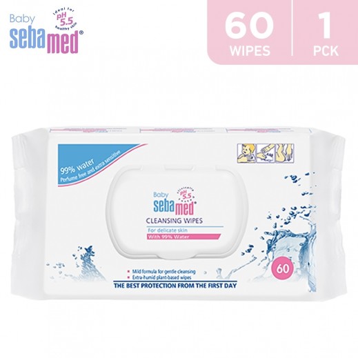 Sebamed Baby With 99% Water Cleansing Wipes 60 Pieces - delivered by Taw9eel Fast