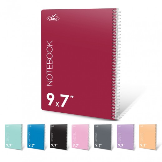 Class 7X9 Pp Colred Spiral Notebook 60 Sheets