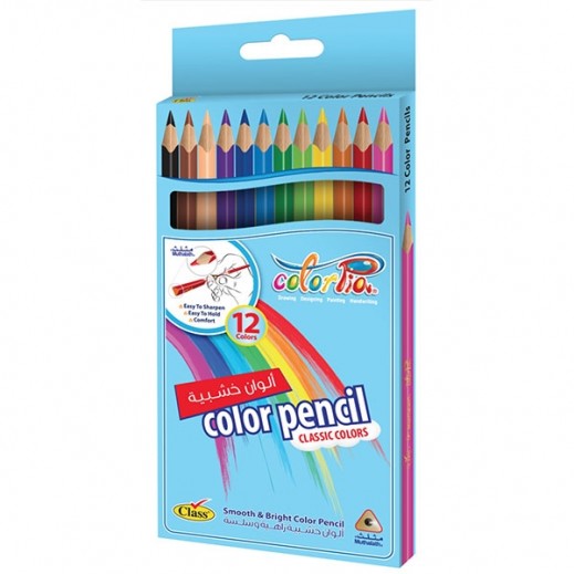 Colorpia 12 Color Pencils Long Muthalath Box - delivered by Taw9eel Fast